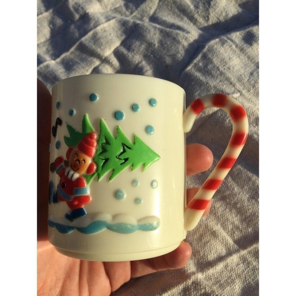 Vintage sterling house plastic cup Christmas tree candy cane elf 1985 - Picture 4 of 10
